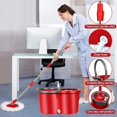 thumbnail image 5 of Spin Mop and Bucket Set, 360° Spin Mop and Bucket with Wringer Set and 3 Microfiber Mop Refills, Stainless Steel 61" Extended Handle Spinning Mop Bucket System for Floor Cleaning, 5 of 5