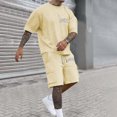 thumbnail image 3 of Brooklyn Graphic Short Sets for Men Relaxed Fit Crewneck T Shirt and Cargo Shorts 2 Piece Matching Set Mens Summer Outfits, 3 of 6