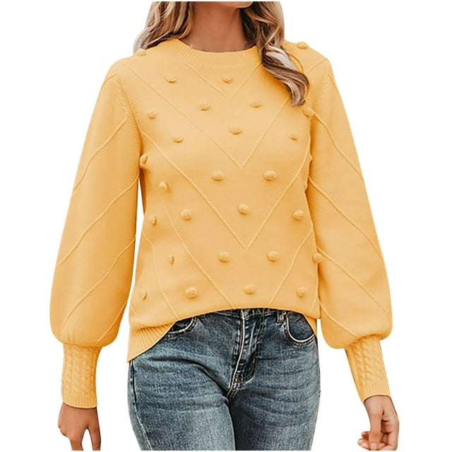Yuyuzo Fall Womens Tops Round Neck Long Sleeve Solid Color Pullover Casual Loose Tops Blouses