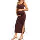 thumbnail image 3 of Ekouaer Women Sleeveless Tank Maternity Dress Ribbed Knit Pregnancy Midi Dresses Ruch Side Stretchy Pregnancy Clothes S-XXL, 3 of 5