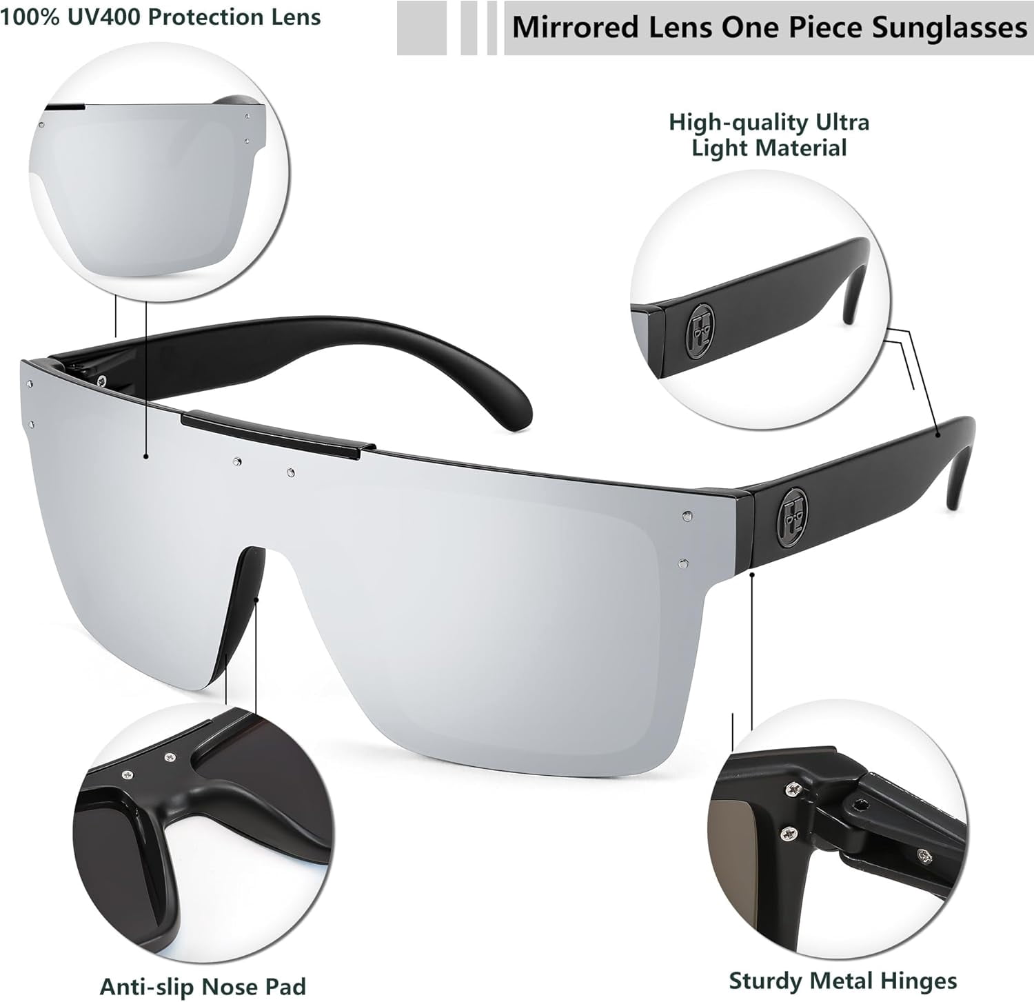 FEISEDY Men Sunglasses Polarized Oversized Square Flat Top Cycling Running Fishing Golf Hiking Sports B2990