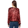 thumbnail image 2 of Women's Glitter Sequin Sweatshirt Long Sleeve Pullover Tops with Ribbed Cuffs, 2 of 5
