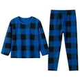 thumbnail image 2 of Boy Pajamas Sets Plaid Design Top and Pants 2 Piece Long Sleeve Snug-Fit Sleepwear Spring Thermal Loungewear Blue 8-9 Years, 2 of 4