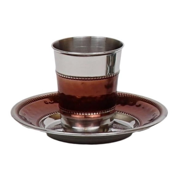 Nua 58039 4.7 oz Stainless Steed Kiddush Cup Set, Brown
