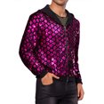 thumbnail image 4 of Argyle Sequins Jackets for Men's Long Sleeves Metallic Shiny Hooded Disco Jacket XL Rose Red, 4 of 5