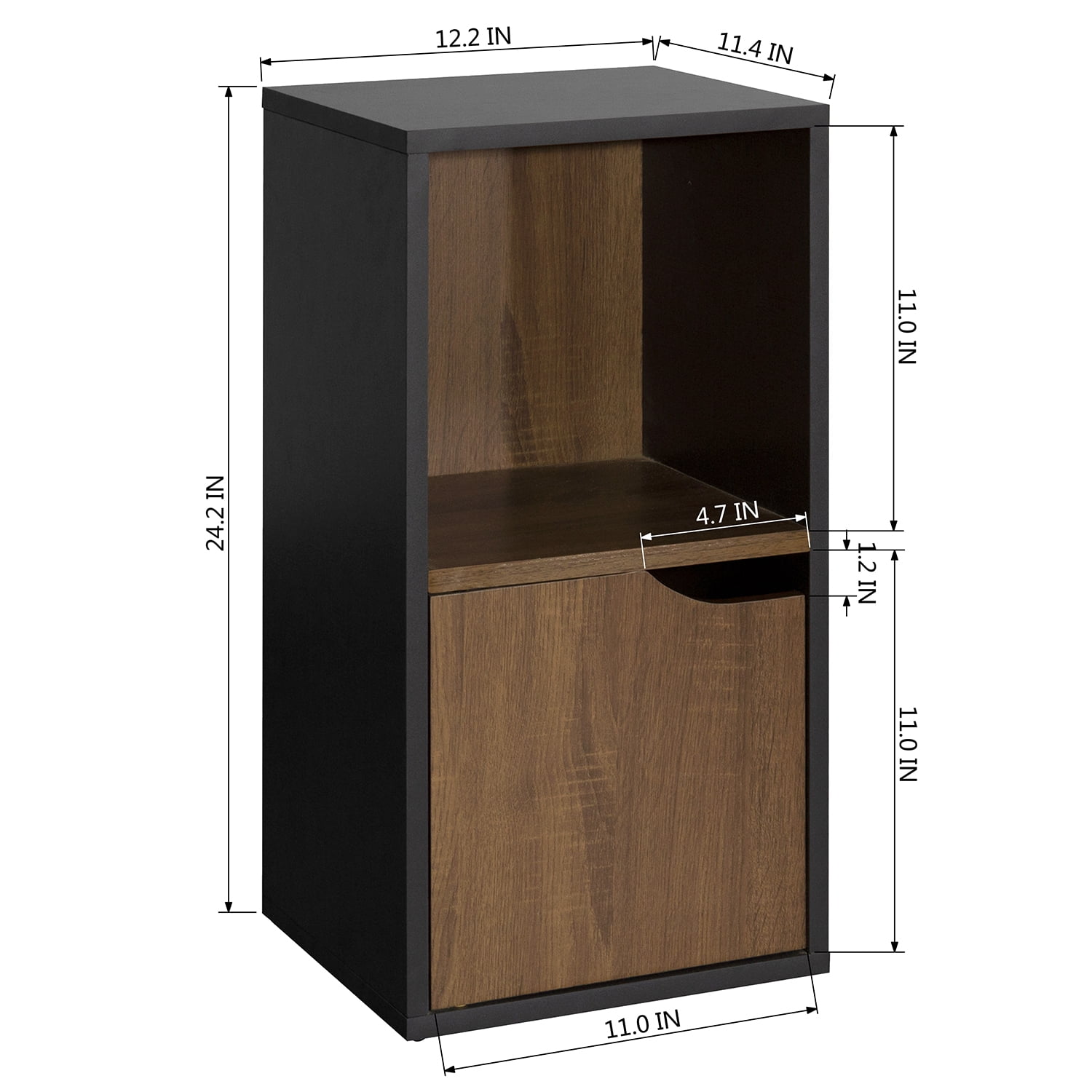 Kepooman 2 Tiers Bookcase Tall Book Shelves, Storage Shelves Organization Furniture for Living Room and Home, Walnut Color