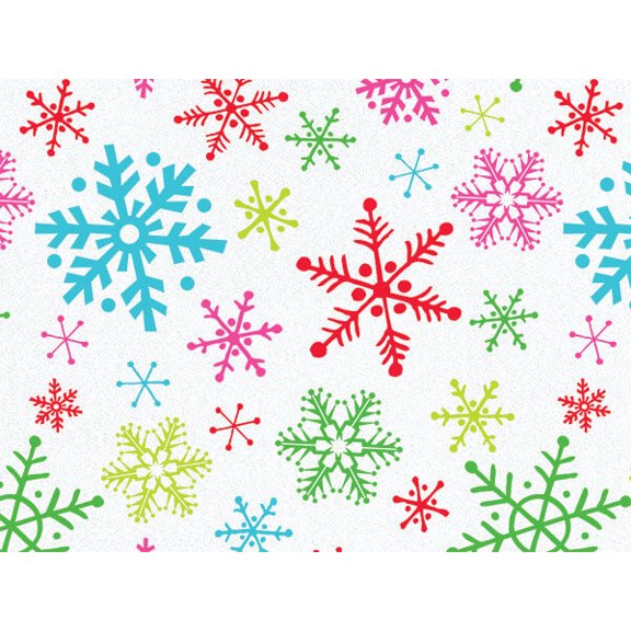 Pack Of 240, Bright Snowflakes Recycled Christmas Printed Tissue Paper 20" X 30" Sheets Made In USA