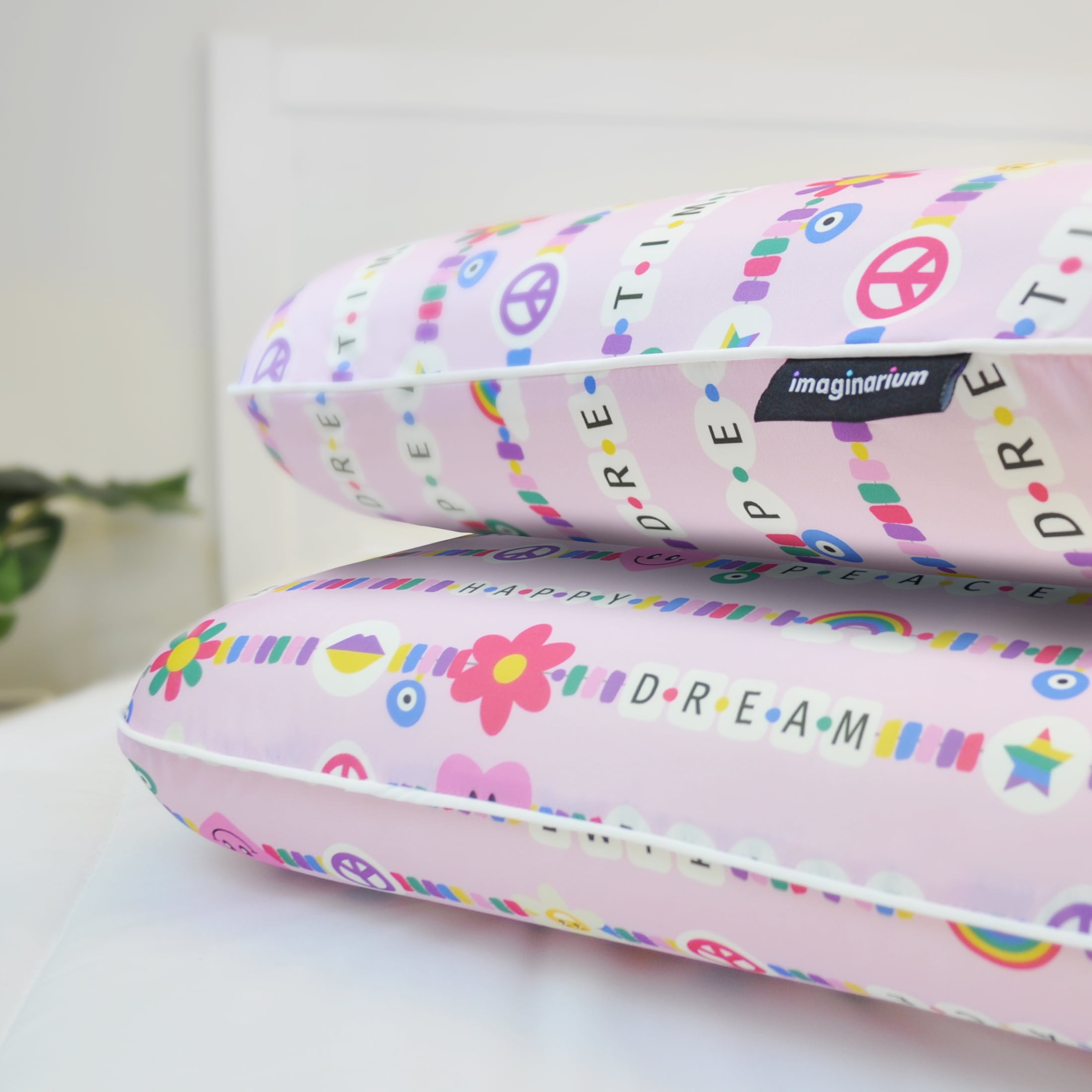 Memory Foam Fun Pillow with Cool-to-The-Touch Cover, Standard/Queen, Pink Friendship Bracelet 2 Pack