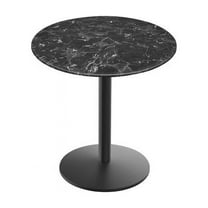 Indoor/Outdoor 30" Tall OD214 Black Table Base with 22" Diameter foot and 32" Diameter Indoor/Outdoor Black Marble Top by the Holland Bar Stool Co.
