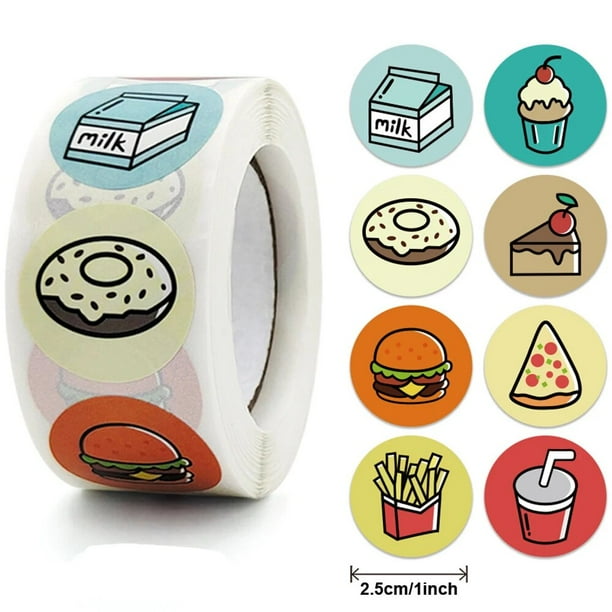 Pegatinas de Donuts hechas a mano, 8 diseños, etiquetas para pasteles, pan y hornear, 100-500 unidades