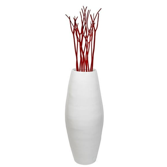 27.5 x 11 in. Tall Bamboo Floor Vase, White