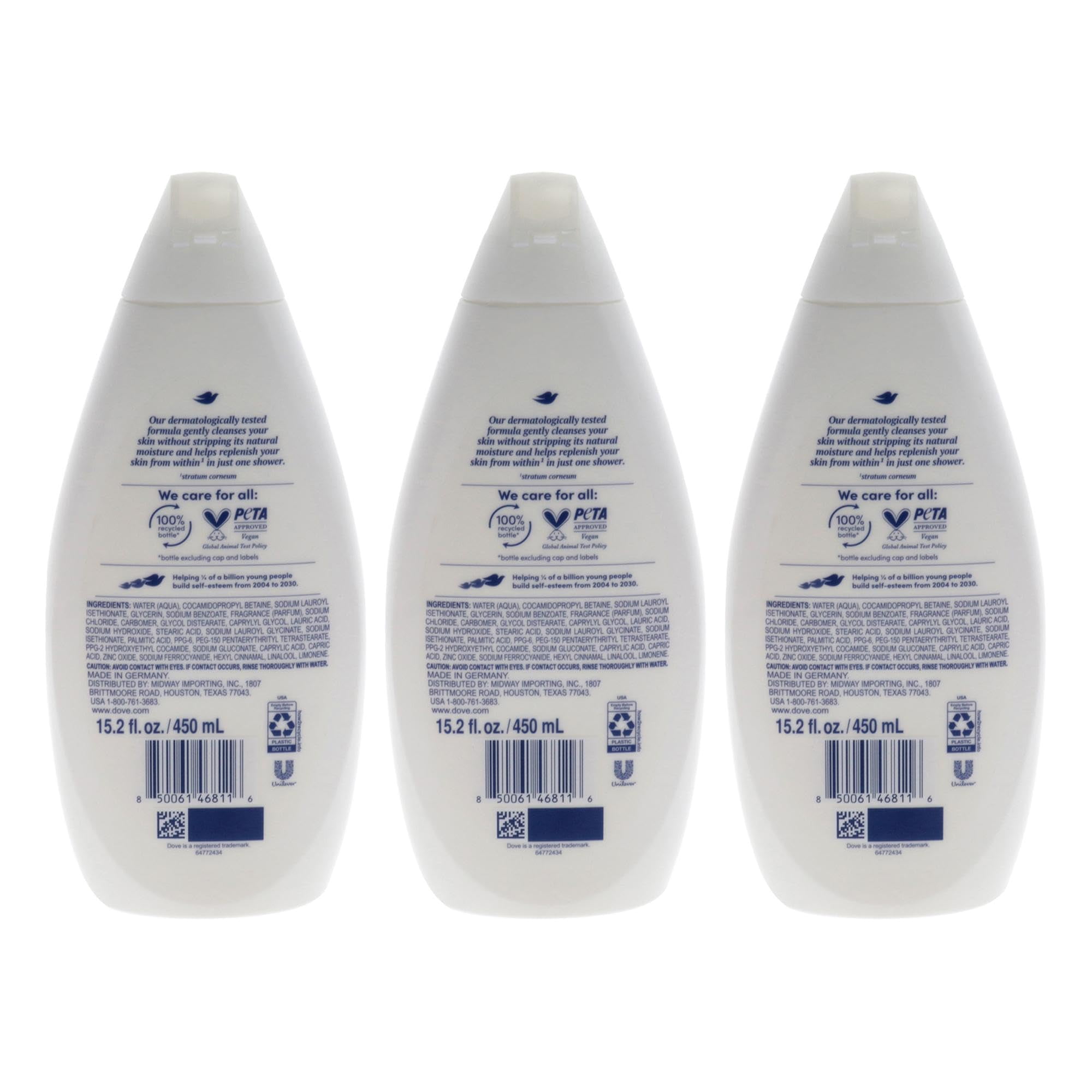 Dove Body Wash - Hydrate for Unisex - 15.2 oz Body Wash (Pack of 3)