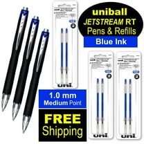 Uni 1.0 Jetstream RT Ballpoint Pens 73833 with Refills 35973, Blue Ink, 1.0mm Medium