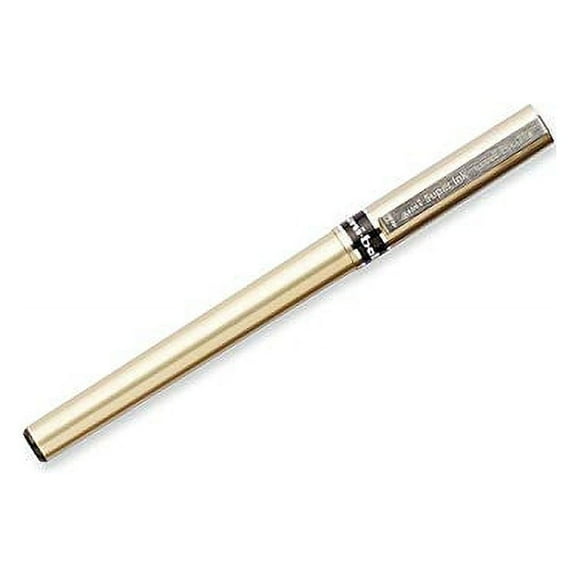 Uni-ball Deluxe Roller Ball Pens, Fine Point, 0.7mm, Blue Ink, Champagne Barrel, 6 Count