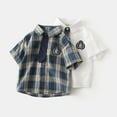 thumbnail image 2 of Emy Dola Little Boys Collared Button Down Shirt With Tie Set Toddler Boy School Uniform Shirt Tops Short Sleeve Plaid Blouse 2-8T, 2 of 6