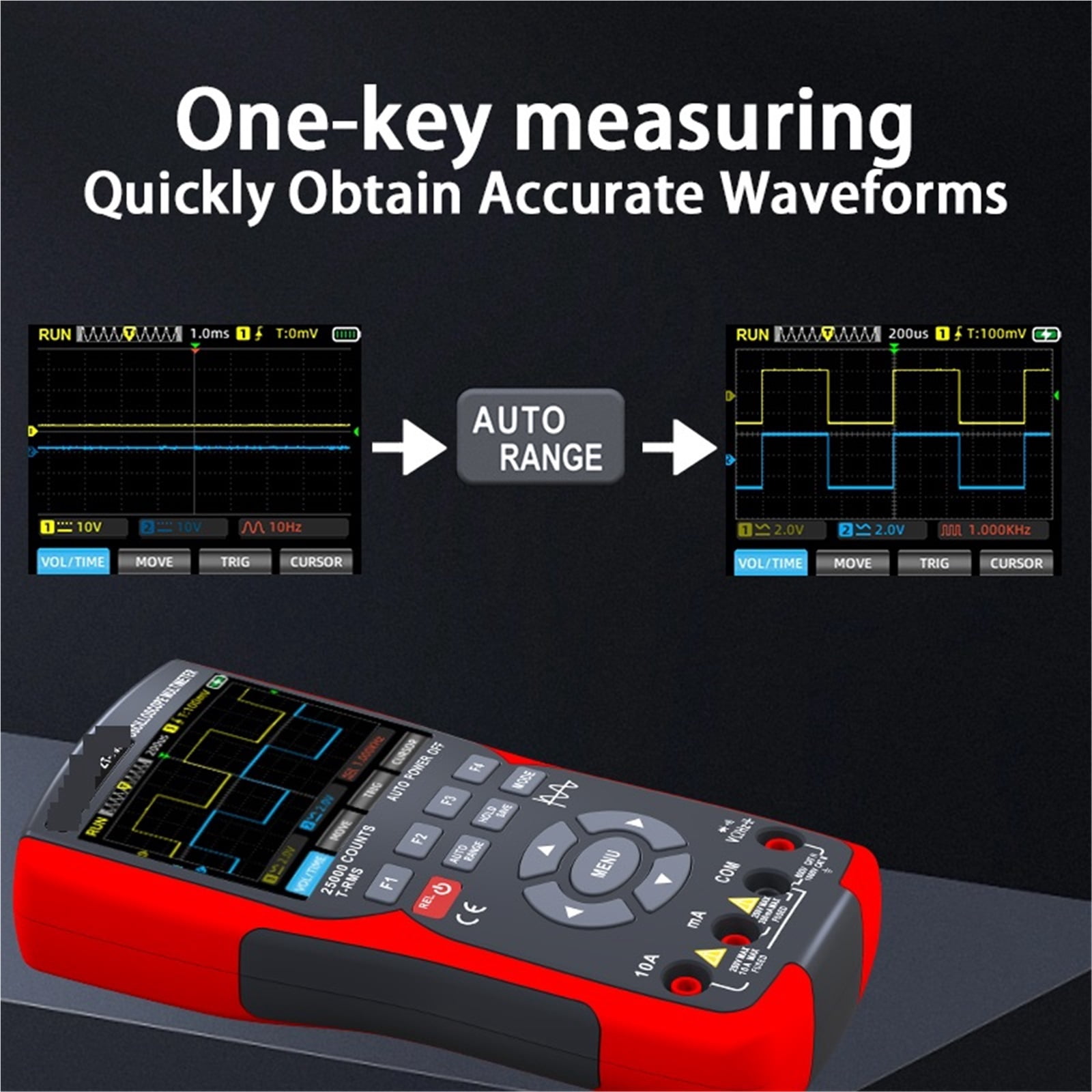 3-in-1 Oscilloscope Multimeter With 3.5 Inch IPS Display,25000 Counts, Dual Channel 50MHZ Bandwidth,280MSa/s High ,Battery Test