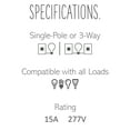 thumbnail image 4 of Legrand ASPD1532M277 Adorne Paddle 15 Ampere 277 Volt Single Pole/3-Way Light Switch Wall, 4 of 7