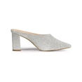 thumbnail image 3 of BLISSFUL STEP Women's Shoes Pointed Toe Slip on Chunky Heels Glitter Slide Mules Shoes Silver 10, 3 of 7