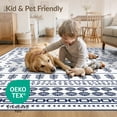thumbnail image 4 of ODIKA 6'x9' Navy White Geometric Floral Design Washable Area Rug Intricate Patterns with Modern Touch Easy Care, Non-Shedding, for Queen Size Bedroom Under Bed Master Suite, 4 of 7