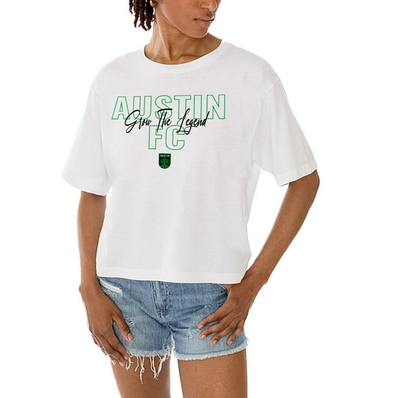 Women's Gameday Couture  White Austin FC Keep Playing Cropped T-Shirt
