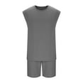 thumbnail image 5 of Stamzod Running Sweatsuits for Men 2 Piece Fashion Solid Color Summer Sleeveless Gym Tank Tops and Shorts Set Casual Plus Size Athletic Track Suit with Pocket Gray B L, 5 of 6