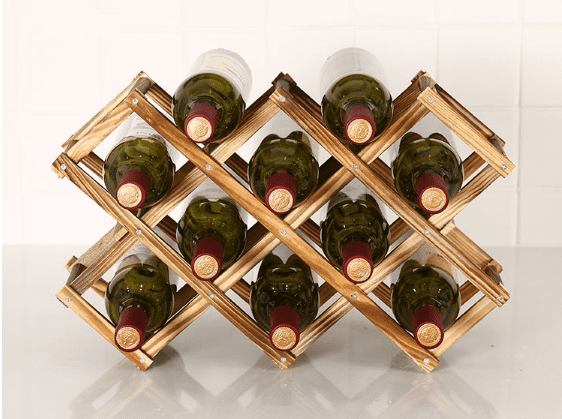Wooden Wine Rack,Wine Bottle Stand Holder Storage Free Standing Folding Wooden Racks Table Organizer