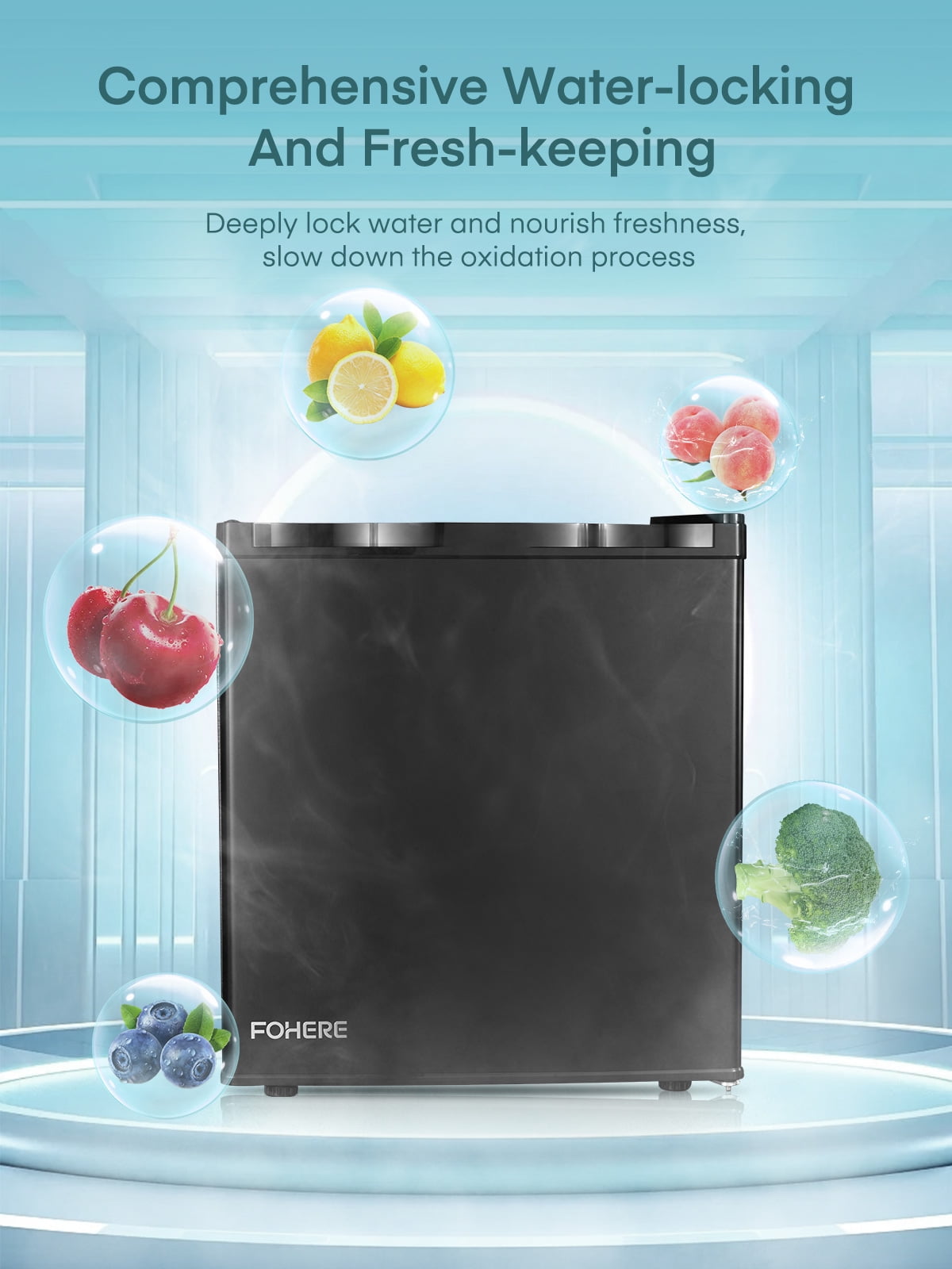 1.6 Cu. ft Fridge with Freezer for Bedroom, Refrigerator for Office, Black