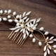 thumbnail image 2 of Peineta de perla para el pelo, tocado de hojas sencillo hecho a mano, accesorio para el cabello de novia, horquilla para mujer, regalo de decoración, 2 of 7