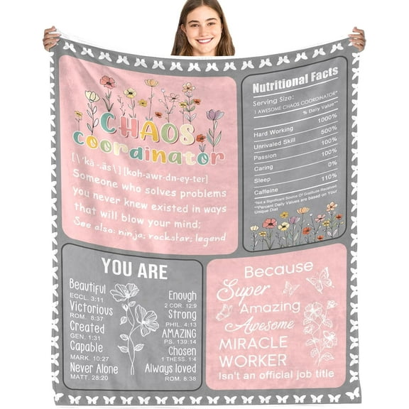Chaos Coordinator Gifts Blankets, Thank You Gifts for Women, Coworker, Manager Employee - Boss Lady Gifts for Women, Appreciation Gifts for Throws 60"X50" Chaos Coordinator Blanket