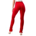 thumbnail image 3 of Women's Made in USA Comfortable Stretch High Waist Stacked Bottom Leggings Pants (Red, Medium)…, 3 of 5