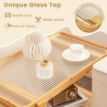 thumbnail image 4 of Patiojoy 2pcs 2-tier Bamboo Side Table w/ Glass Top End Table w/ PE Rattan Shelf Home Sofa Side Table w/ Storage Nightstand Bedside Table, 4 of 9