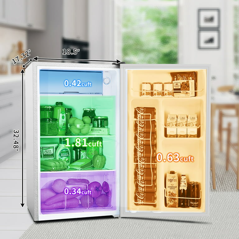 ZPL 3.2 Cu.ft Compact Single Door Mini Refrigerator with Freezer,5  Temperature Settings,Mini Fridge for Home Kitchen，White 