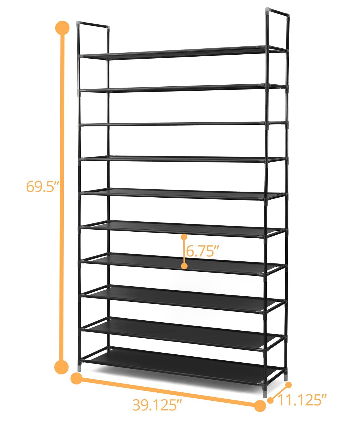 stainless steel shoe racks on Halter 10 Tier Stainless Steel Shoe Rack Holds 50 Pairs 39 125 X 11 125 X 69 5 Black Walmart Com Walmart Com