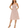 thumbnail image 1 of INSPIRE CHIC Robe Fleurie d'Été pour Femme à Bretelles Spaghetti, Smockée, avec Poches, TG Rose, 1 of 5