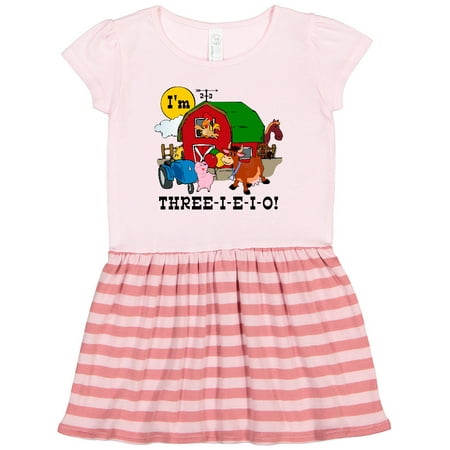 

Inktastic THREE-I-E-I-O Gift Toddler Girl Dress