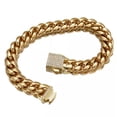 thumbnail image 5 of EOEMY 6-14mm Men Women Gold Tone Solid Stainless Steel Miami Curb Link Chain Bracelet-Gold-14mm-10.5Inch Or 26.5Cm, 5 of 7