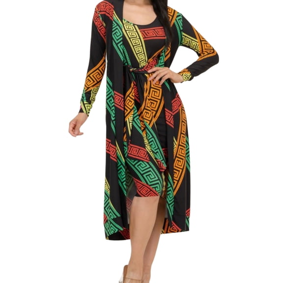 Women's Plus Size 2 Piece Tank Midi Dress and Cardigan Set