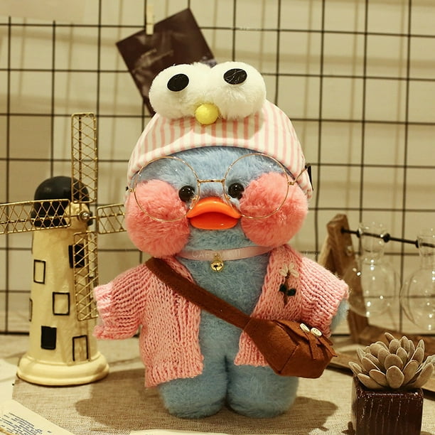 Lalafanfan-muñeco de peluche de pato azul para niña y niño, juguete de animales de peluche Kawaii, muñeco creativo de dibujos animados con accesorios, regalos de cumpleaños Fivean unisex