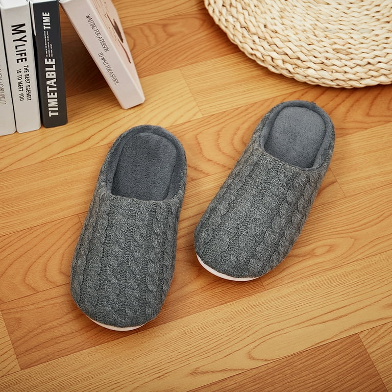  Men's Silk floss cotton wool House Slippers with Memory Foam,  Warm Slip on Indoor Slippers (Grey, adult, men, numeric_8, numeric,  us_footwear_size_system, medium)