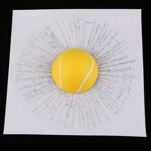 Ximing 3D Ball Hits Car Body Window Sticker Self Adhesive Decal Yellow+White