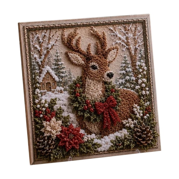 CHJK 3D Christmas Fabric Poke Art Kit, Handmade Fabric Poke Art Kit, Vintage Holiday Handmade Decoration, DIY Christmas Craft Kit for Adults & Beginner,#A