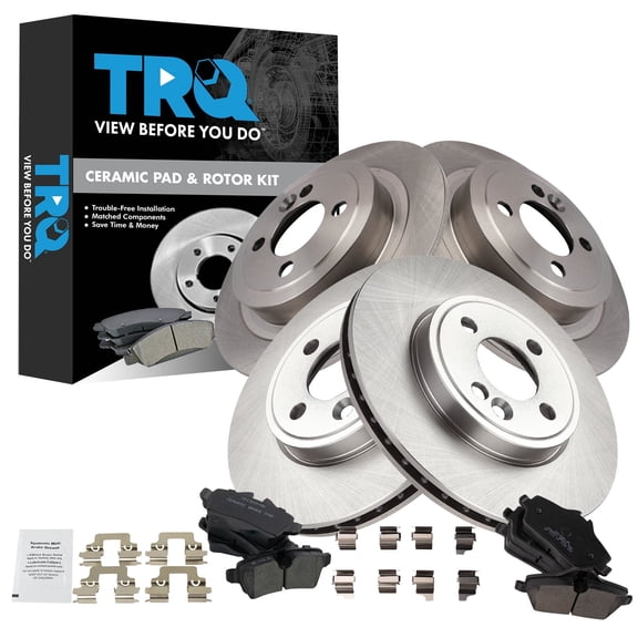 TRQ Front and Rear Brake Pad and Rotor Set Ceramic Fits 2007-2008 Mini Cooper