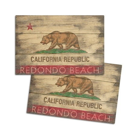 

Redondo Beach California Rustic California State Flag (4x6 Birch Wood Postcards 2-Pack Stationary Rustic Home Wall Decor)