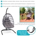 thumbnail image 3 of Sunnydaze Julia Polyethylene Wicker Egg Hanging Chair with Cushions and Stand, Gray, 3 of 9