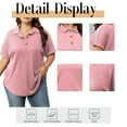 thumbnail image 5 of Cuteduck Womens Plus Size Casual Henley Waffle Knit Button-Up Top Short Sleeve Polo Shirt 1X-5X, 5 of 7