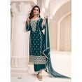 thumbnail image 4 of Stylish Bollywood Designer Shalwar Kameez Suits Indian Pakistani Stitched Plazzo Outfits ( Teal Blue, XXL - 46 ), 4 of 6