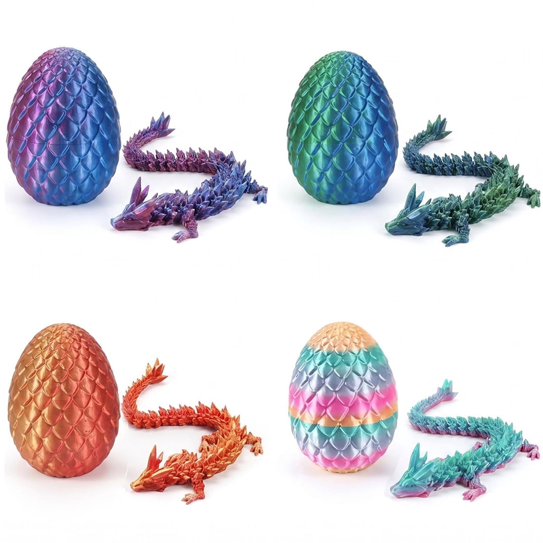 4 Pack 3D Printed Dragon Eggs, Flexible Articulated Fidget Dragon Eggs for Party Favors,Dragons in Surprise Eggs, Collectible Desk Toys