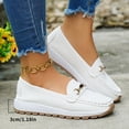 thumbnail image 4 of Women's Wedge Suede Loafers Low Cut Casual Wide Width Tennis Shoes Metal Chain Comfortable Non Slip Walking Sneakers White Size 7, 4 of 5