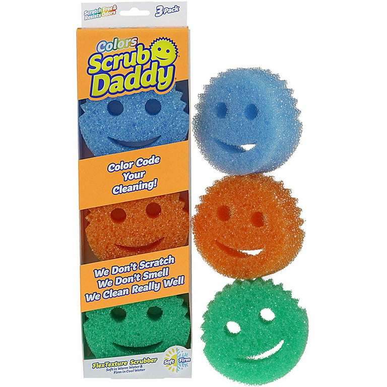 Scrub Daddy Scratch-Free Round Scrubbing Sponges, Assorted - 3 pack