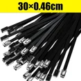 thumbnail image 2 of 40/60/100 Pcs Black Stainless Steel Cable Ties, Metal Self-Locking Fasteners, Black Heavy-Duty Cable Ties, 2 of 7